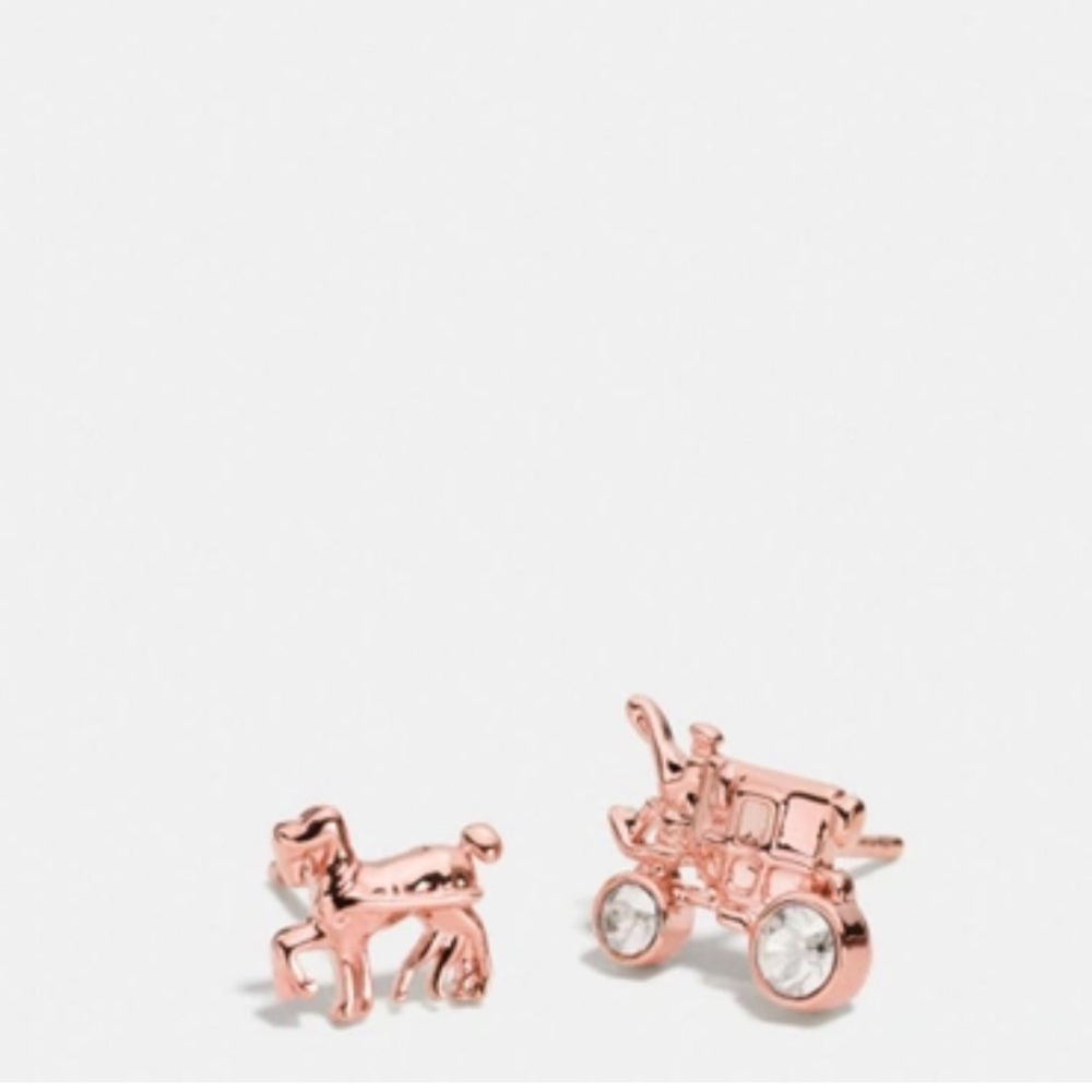 ⭐️ NWT!! Coach Pave Horse And Carriage Stud Earrings ⭐️ - Women's In Rosegold